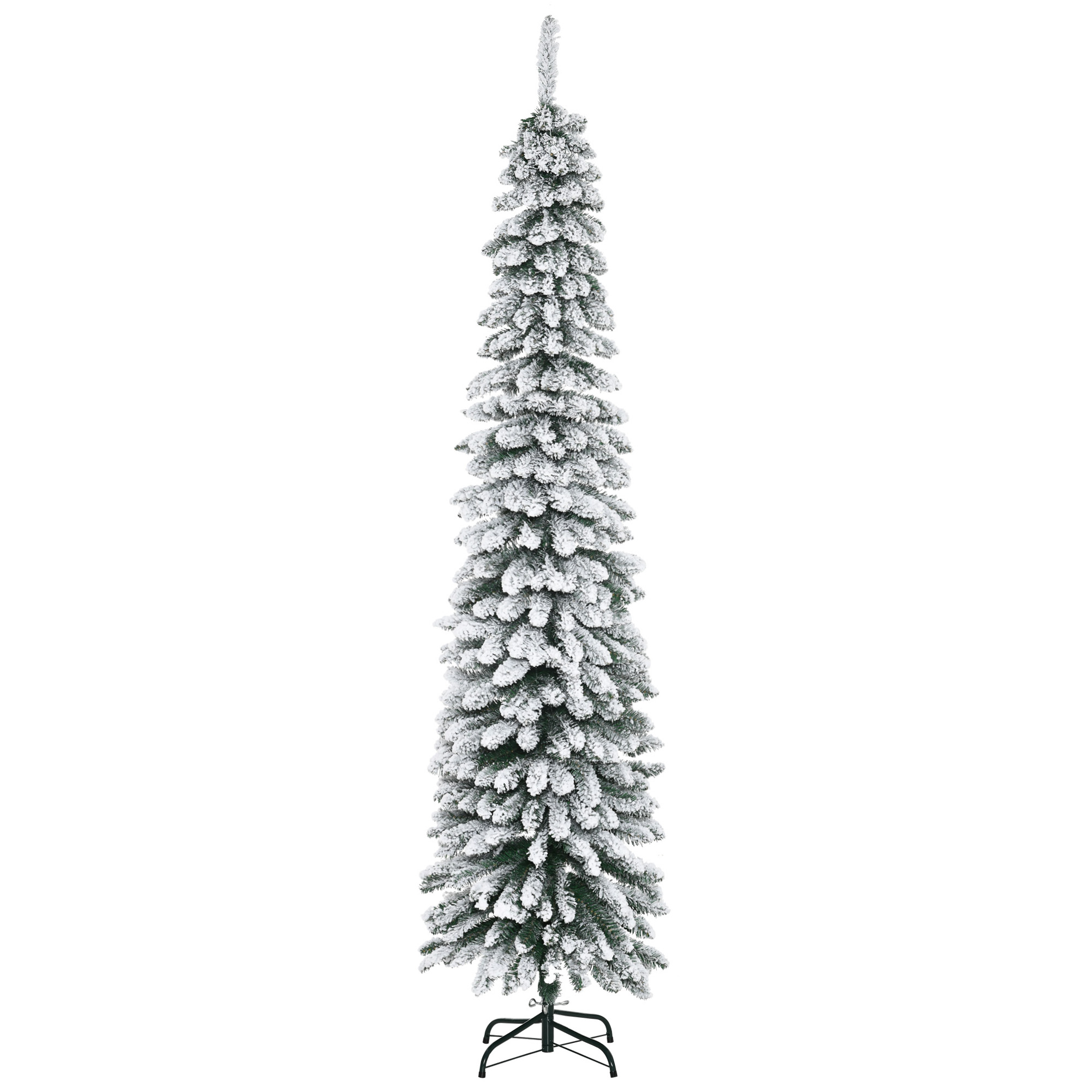 Schneebedeckter Weihnachtsbaum In 3 Teilen, Mit 490 Metall- Und Kunststoffzweigen, 54 X 54 X 210 Cm, Grün