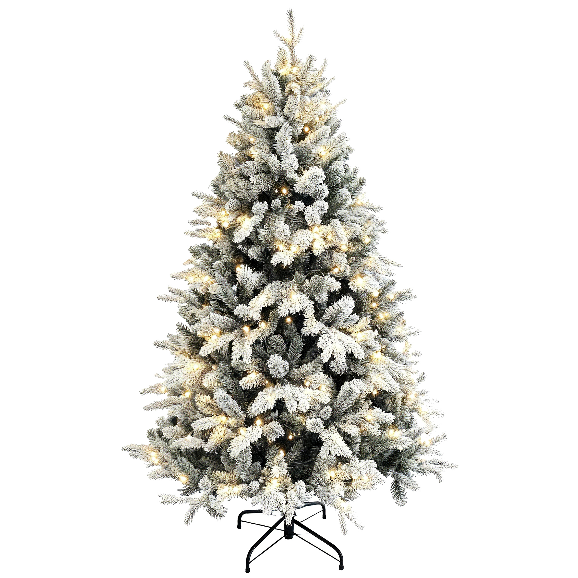 180 Cm Hoher Künstlicher Weihnachtsbaum Mit 793 Zweigen, Led-lichtern Und Schneebedeckten Zweigen, Grün