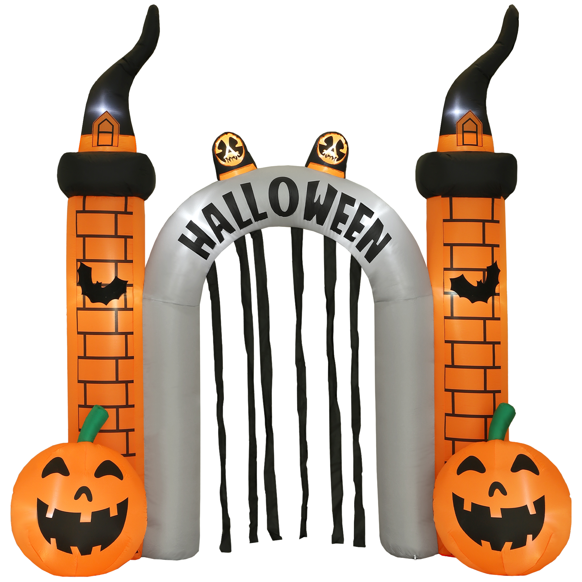 Aufblasbarer Halloween-bogen, Kürbisdesign, Led-lichter, Heringe, Polyester