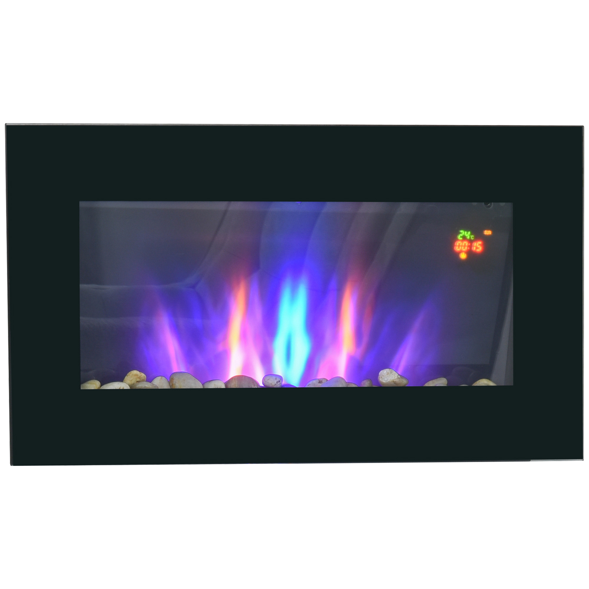 Elektrischer Wandkamin, 1000 W/2000 W, Led-flammeneffekt, Fernbedienung, Elegantes Design, Mit Heizfunktion