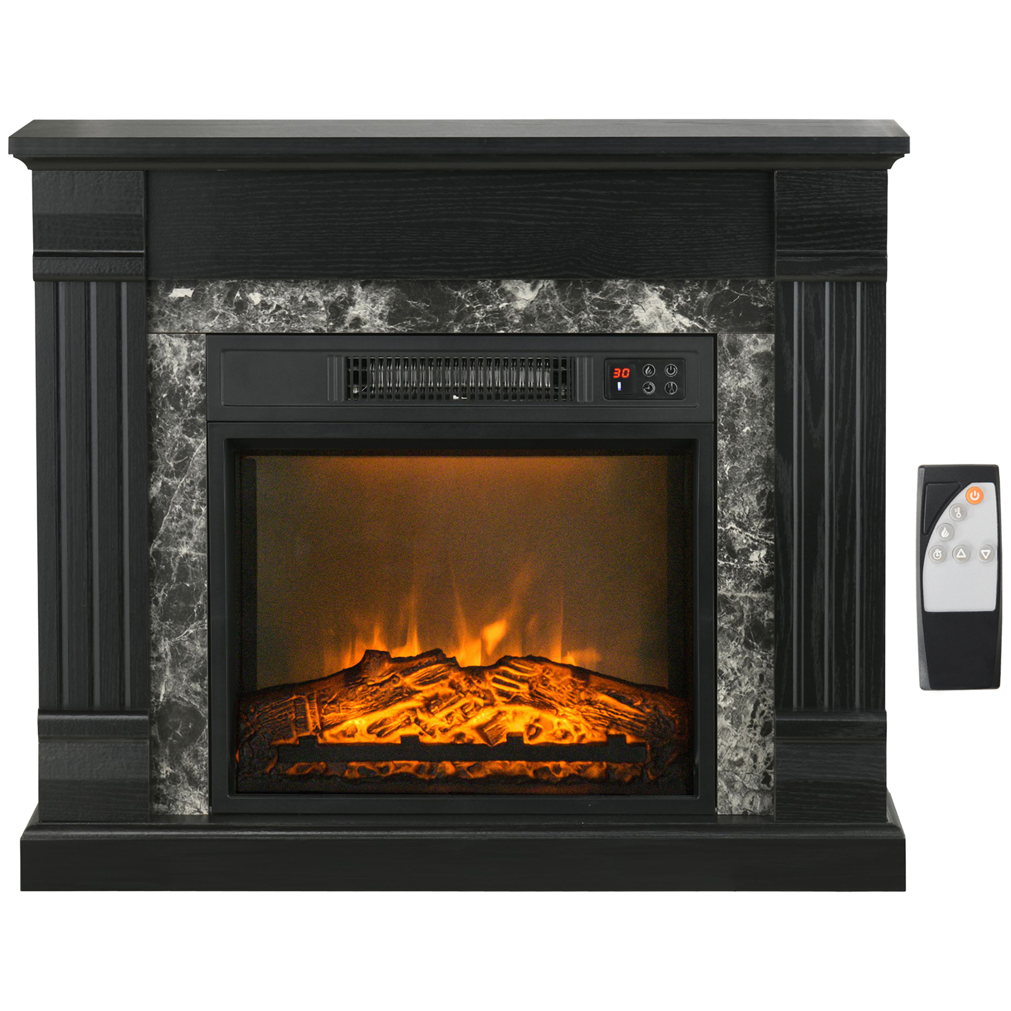 Dekorativer Elektrischer Kamin 1800 W Mit Flammeneffekt, Fernbedienung Und Timer, Abmessungen: 80 X 21,6 X 67,8 Cm, Schwarz.
