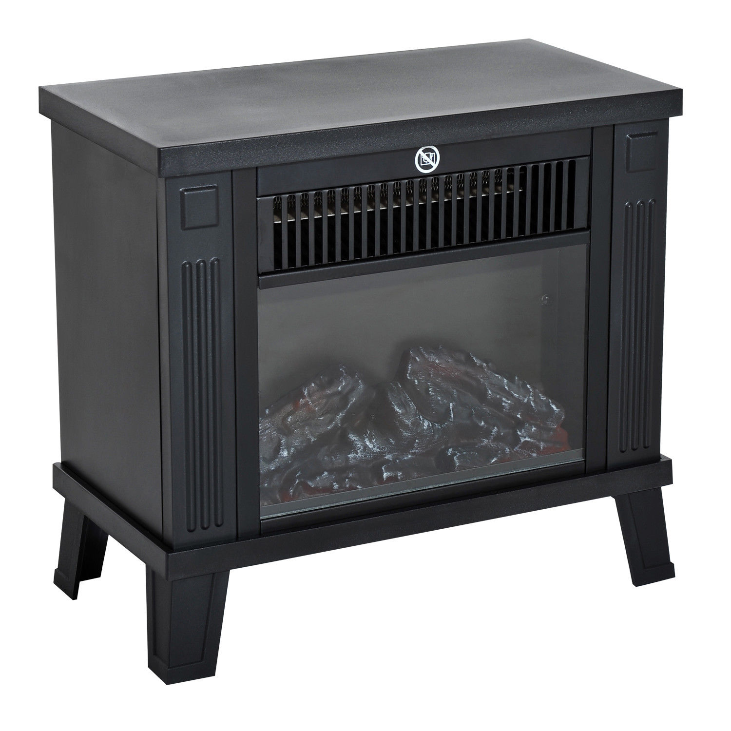 Elektrischer Kamin, Freistehendes Modell Mit Flammeneffekt, 600/1200 W, Metall, Schwarz, 34 X 17 X 31 Cm