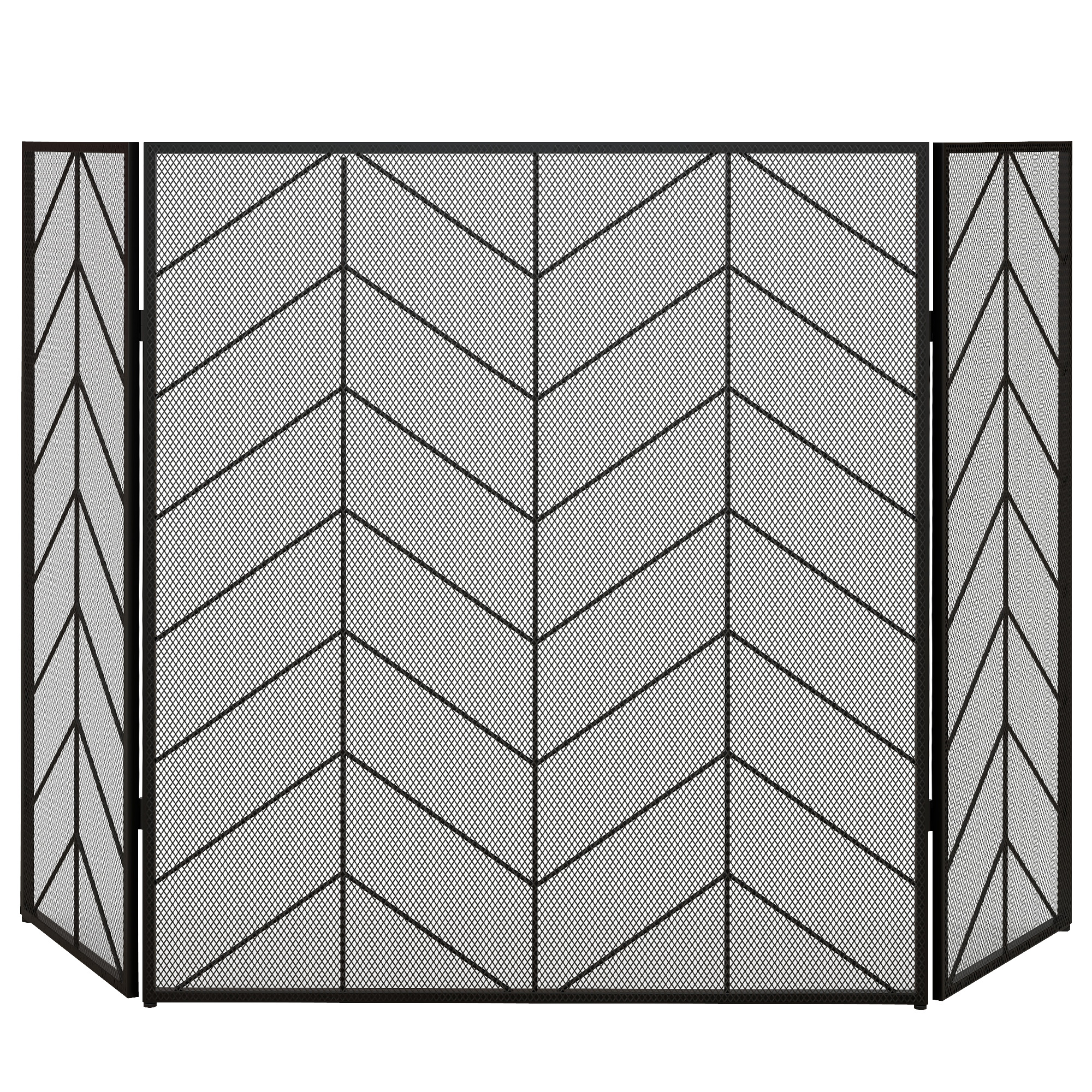 Eleganter Kaminschutz, Faltbar, Beschichtet, Schwarz, 135 X 85 Cm