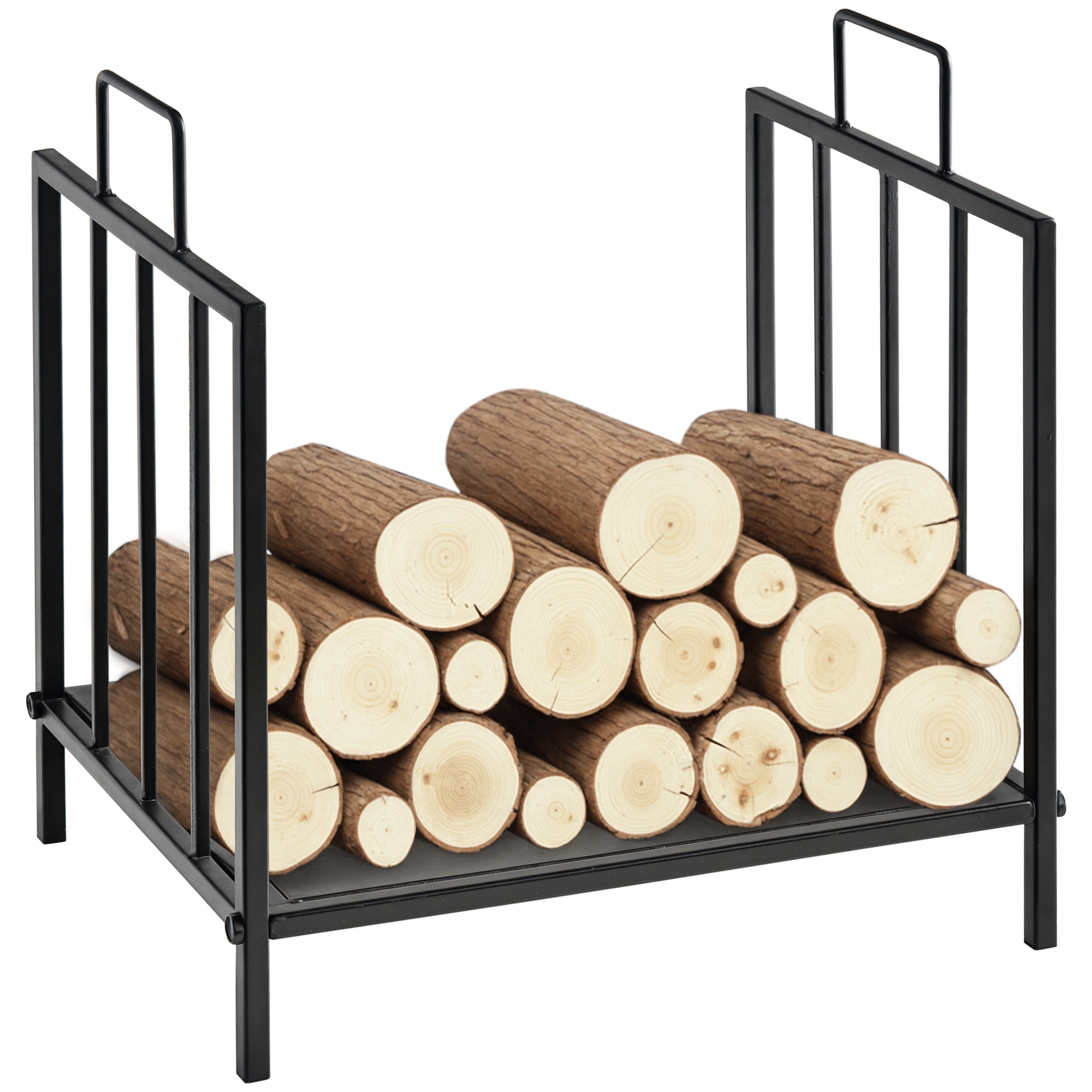 Kaminholzhalter, Maximale Belastung 25 Kg, Für Den Innen- Und Außenbereich, Mit 2 Griffen, Aus Metall, 44,5 X 33 X 46,5 Cm, Schwarz.