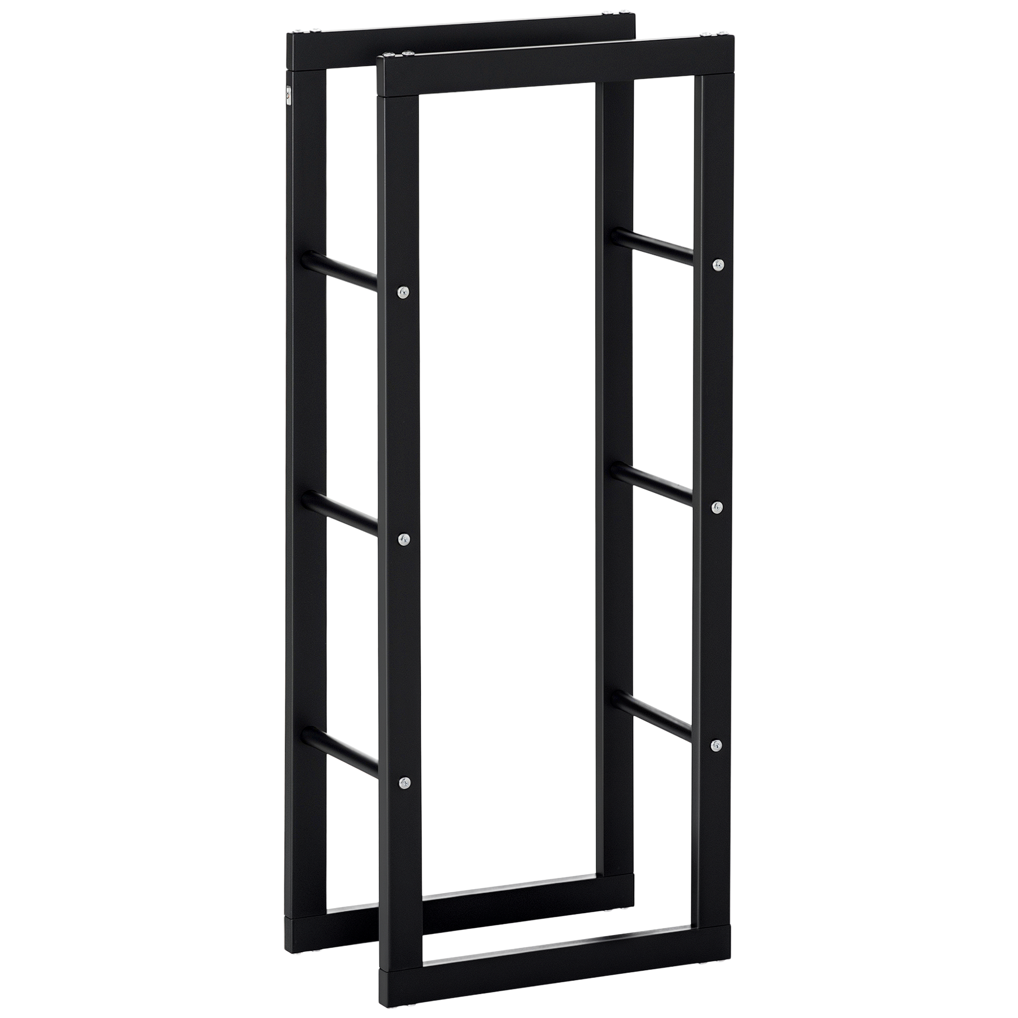 Vertikales Schwarzes Holzregal Aus Metall Für Den Innen- Und Außenbereich, Maximale Tragkraft 100 Kg, 40 X 25 X 100 Cm