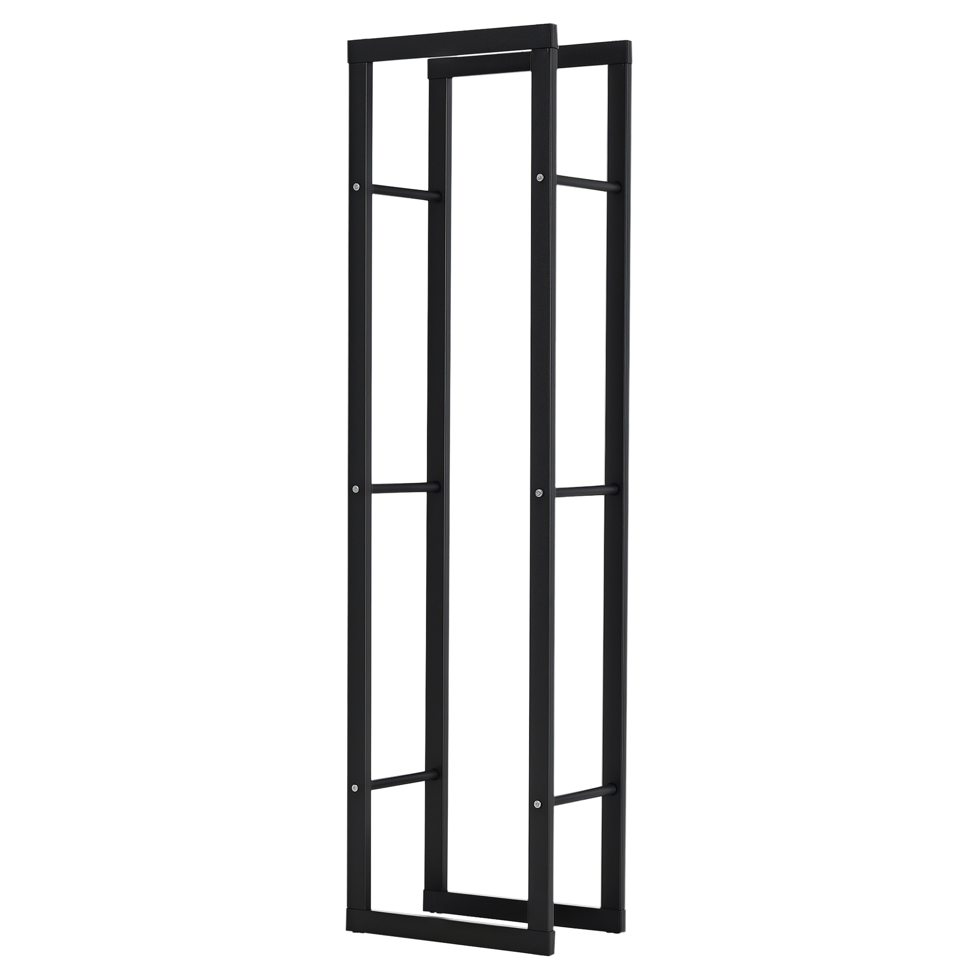 Schwarzes, Vertikales Holzregal Aus Metall Für Den Innen- Und Außenbereich, Maximale Tragkraft 100 Kg, 40 X 25 X 150 Cm
