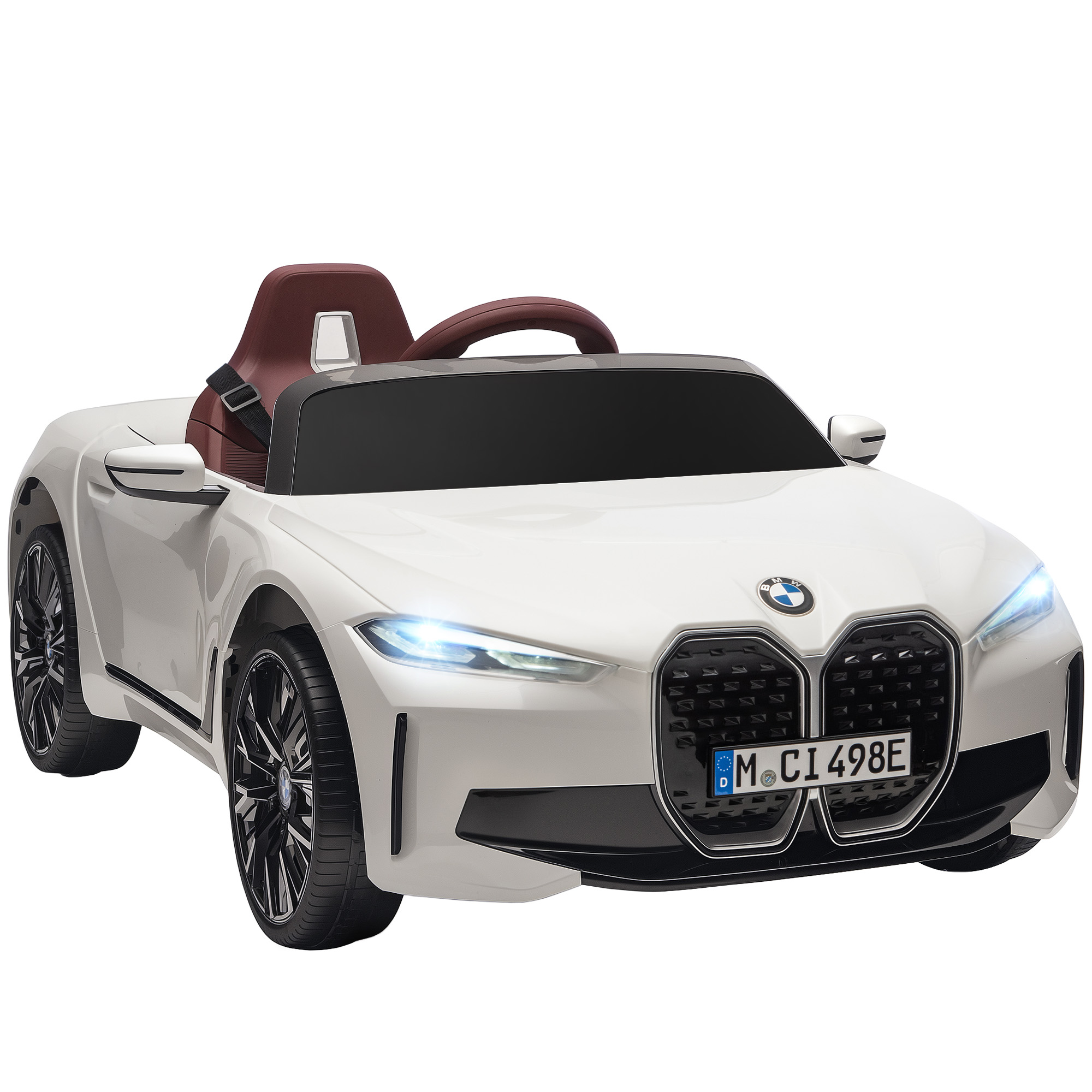 Kinderauto, Akku, 3–5 Km/h, Mit Fernbedienung, Multimedia-player, Weiß