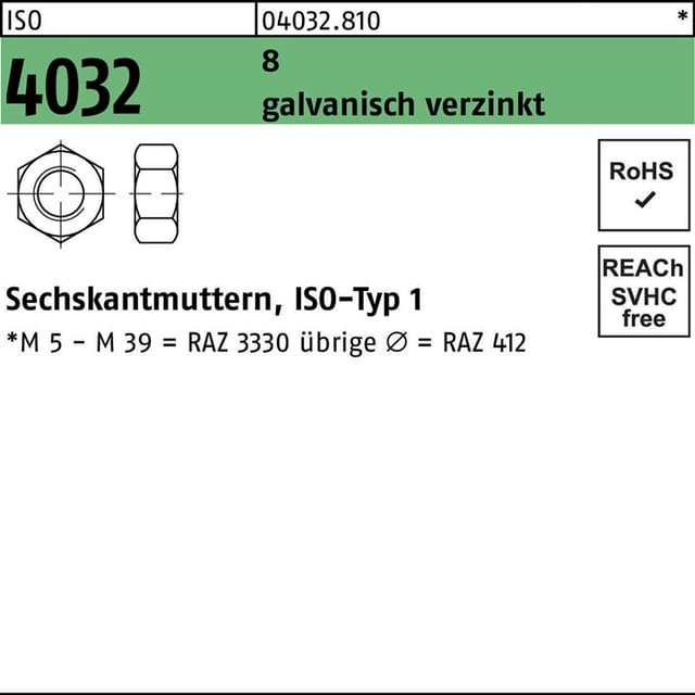 Sechskantmutter iso 4032 m 3 8 galvanisch verzinkt