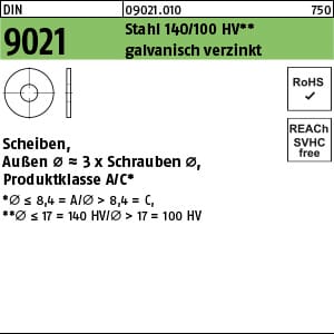 Scheibe Din 9021/iso 7093 22x60x4mm Stahl Galvanisch Verzinkt 100 Stk
