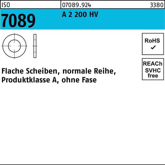 Unterlegscheibe iso 7089 o.Fase 3 a 2 200 hv