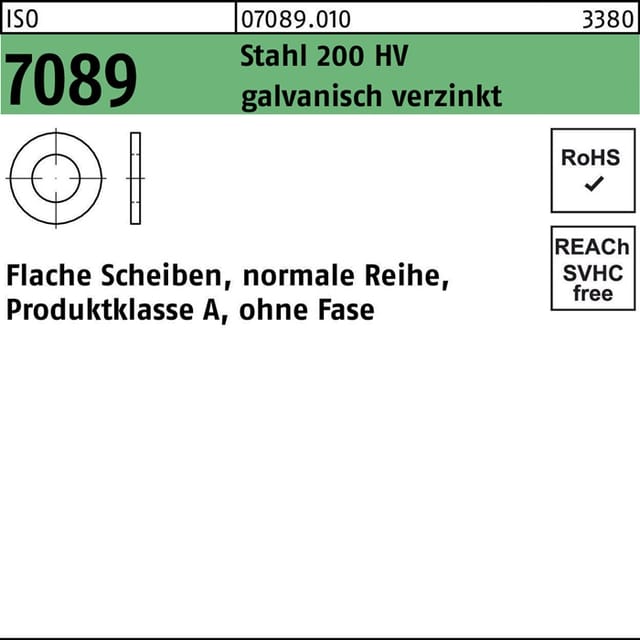 Bufab - Unterlegscheibe iso 7089 o.Fase 3 Stahl 200 hv galvanisch verzinkt