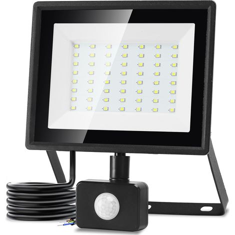 50-w-led-flutlicht Mit Bewegungsmelder, 4300 Lm Ultradünner Led-außenstrahler Mit Sensor, Kaltweiß 6500 K, Ip65 Wasserdichte Sicherheitsleuchte Für Garten, Terrasse, Hof Und Einfahrt