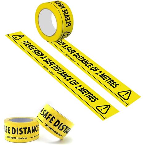 2 Rollen Klebeband Zur Einhaltung Des Mindestabstands, Warnband, Sicherheitsmarkierungsband, Bodenmarkierungsband – 48 Mm X 33 M