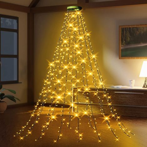Lichterkette Für Den Weihnachtsbaum, 2 M Lang, 16 Zweige, 400 Leds, 8 Modi Und Timer, Wasserdicht, Warmweiß