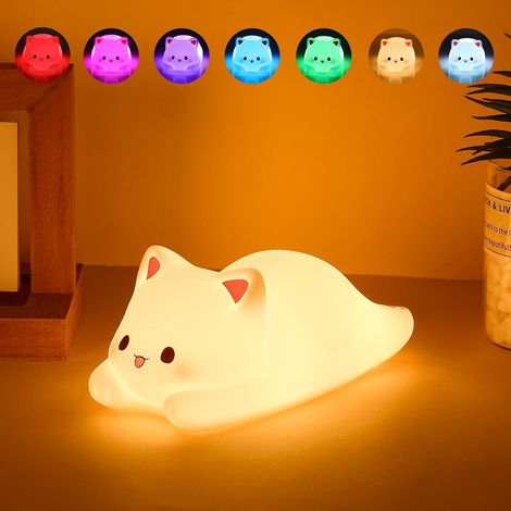 Nachtlicht Für Kinder, Katzen-nachtlicht In 7 Farben, Baby-nachtlicht Mit 1/3-stunden-timer, Kawaii-nachtlicht Für Die Schlafzimmerdekoration, Geschenkidee Für Jungen Und Mädchen