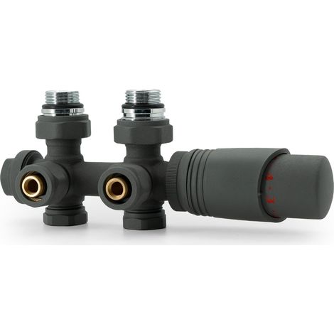 Universelles Anthrazit-multiblock-set, 50-mm-zentralanschluss, Thermostatventile Für Badezimmerheizkörper