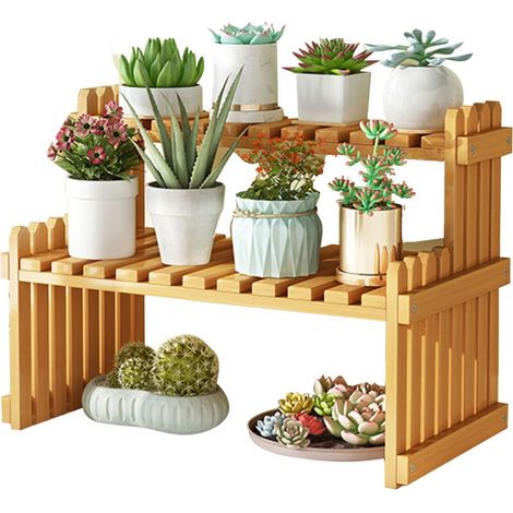 Pflanztablett Aus Bambus, Blumenregal Für Drinnen Und Draußen, Für Zuhause, Terrasse, Rasen, Garten, Balkon, Klein, 40 Cm / 15,74 Zoll