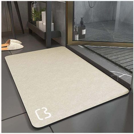Kieselgur-mikrofaser-badematte, Rutschfest, Super Saugfähig Und Schnelltrocknend, Für Badewanne Und Dusche (beige, 50 X 80 Cm)