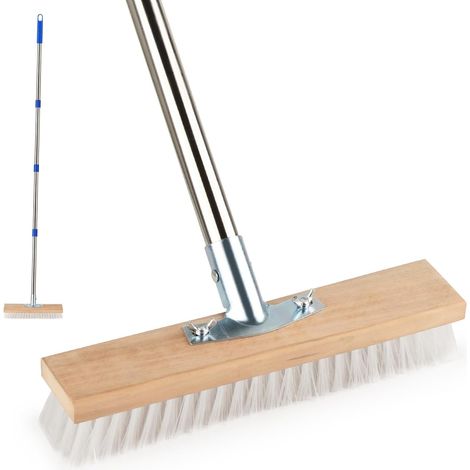1 Metallbesen, Verstellbarer Stiel 160 Cm, Edelstahl 304, 30 Cm Kopf, Für Terrasse, Beton, Schwimmbad