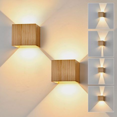 Stück 6-w-led-wandleuchten Aus Holz, Retro-beleuchtung Nach Oben/unten, 3000 K, Innenbeleuchtung Für Wohnzimmer Und Treppenhaus
