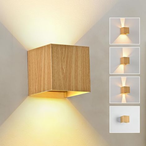 Led-wandleuchte, Holz, Ip65, Warmweiß 3000k, 6w, Innen/außen
