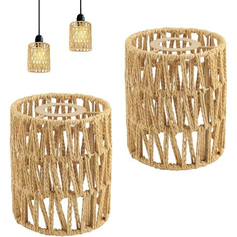 Lampenschirme Aus Rattan, Ø 12 Cm, Höhe 15 Cm, Handgewebt, Boho-stil, Für Pendel- Und Deckenleuchten