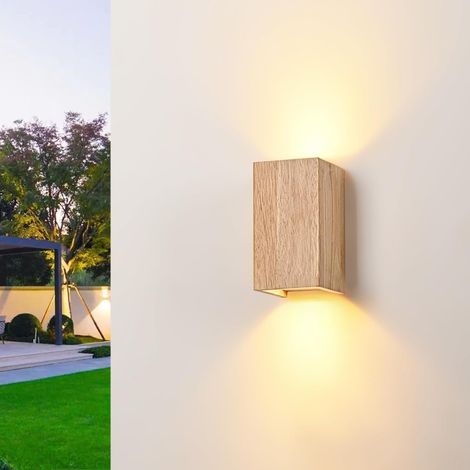 Wandleuchte Aus Holz, 2 X 5-w-gu10-wechselleuchtmittel, Warmweißes Licht (3000 K), Für Wohnzimmer, Treppenhaus, Eingangsbereich