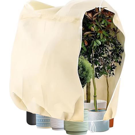 Winterhülle, Reißverschluss, 80 G/m² Vliesstoff, Kordelzugverschluss, Palmenmotiv