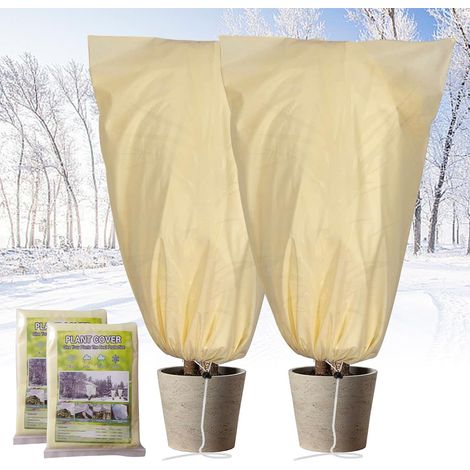 2-teilige Winterabdeckung Für Pflanzen Im Freien, 80 X 120 Cm, Vliesstoff 80 G/m² Mit Reißverschluss, Für Palmen Und Sträucher