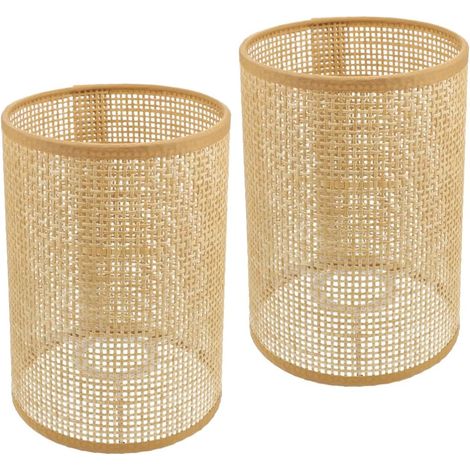 Set Mit 2 Rattan-lampenschirmen 20,5 X 14 Cm Für Steh- Und Pendellampen, Rustikaler Stil, Wohnzimmer