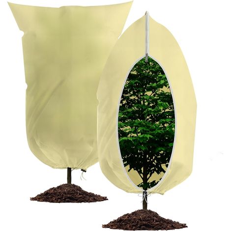 Set Mit 2 Winterabdeckungen, 80 X 120 Cm, Frostschutz Mit Reißverschluss Und Kordelzug, Wiederverwendbarer Beutel Für Palmen