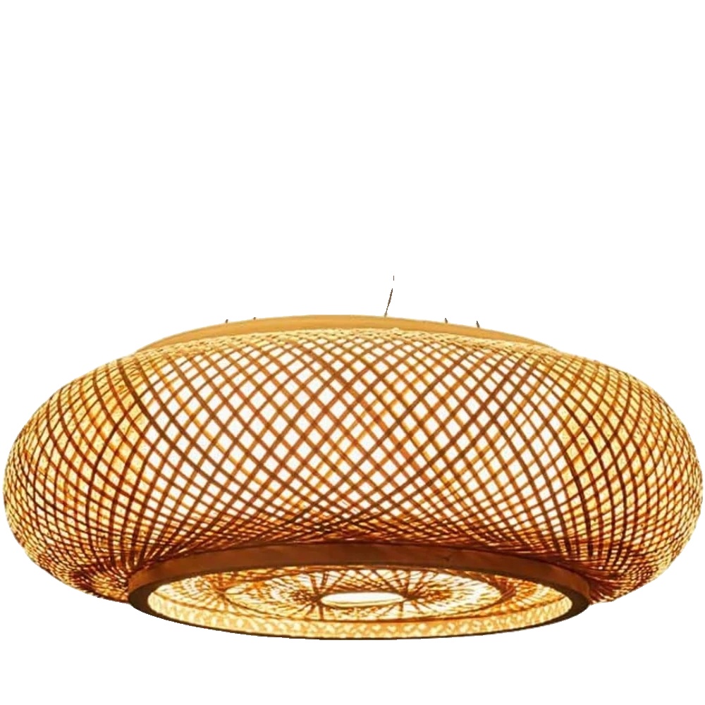 Pendelleuchte, Bambuskonstruktion, Modernes Design, 50 Cm Durchmesser, Leuchtmittel Nicht Enthalten