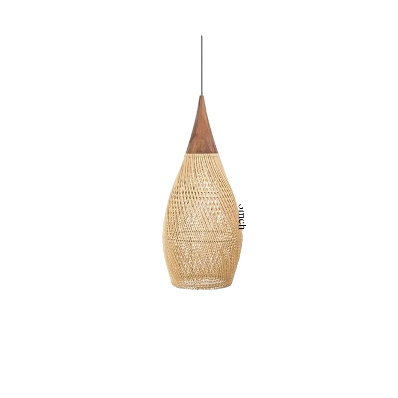 Rattan-pendelleuchte, Led-lichtquelle, Pendelleuchte Mit Kabel, Beigefarbener Lampenschirm