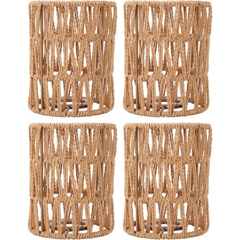 Lampenschirme Im Retro-rattan-look, Bohème-stil, Handgewebt, Für Steh-, Kronleuchter-, Wand- Und Tischlampen, 4 Stück