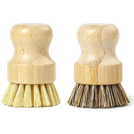 Set Mit 2 Bürsten Aus Sisal-, Bambus- Und Tampico-fasern Für Die Küchen- Und Geschirrreinigung, Umweltfreundlich