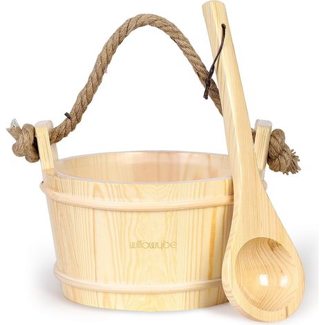 Set Aus Kiefernholz-eimer Und -schöpfkelle, Hitze- Und Feuchtigkeitsbeständig, Für Die Heimsauna