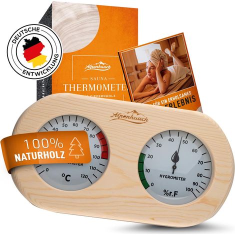 Thermometer-hygrometer Aus Holz Und Gehärtetem Glas Mit Präziser Automatischer Kalibrierung Für Saunazwecke
