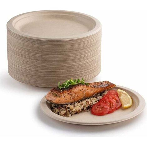 Packung Mit 100 Extra Starken Papptellern, 100 % Biologisch Abbaubar Und Kompostierbar, Umweltfreundlich, Extrem Langlebig, Recycelbar, Perfekt Für Picknicks Und Grillfeste (15,2 Cm)