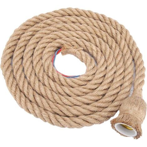 Vintage-hängeleuchte Aus Hanfseil, E27-fassung, 85–265 V, 2 M, 1 Glühbirne