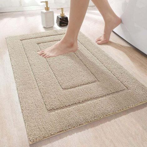 Mikrofaser-badematte, Saugfähig Und Rutschfest, Maschinenwaschbar, Extra Dick, 40 X 60 Cm, Beige