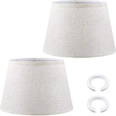 Set Mit 2 Leinenlampenschirmen, E27-auf-e14-adapter, Konische Form, 22 X 20 X 30 Cm, Für Tischlampen