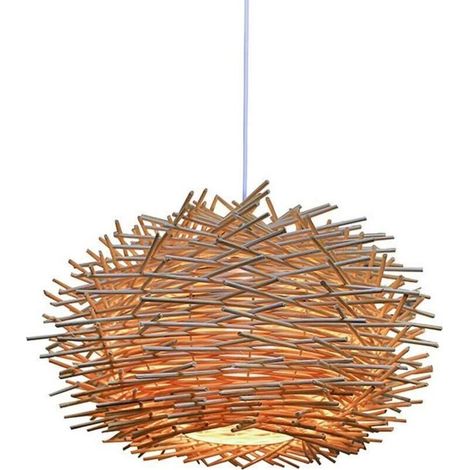 Rattan-pendelleuchte, Verstellbarer Vogelnest-kronleuchter, Deckenleuchte Für Schlaf- Und Esszimmer, 300 X 170 Mm