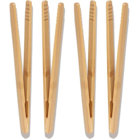 4er-set Bambus-toastzangen, 18 Cm, Holz-toasterzangen Mit Rutschfester Oberfläche, Wiederverwendbare Bambuszangen Für Toaster, Tee, Holz-toaster, Holzzangen Für