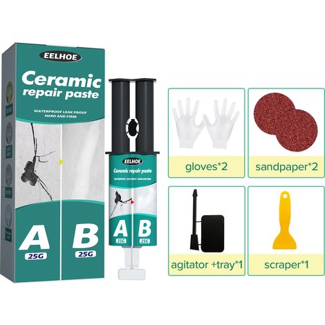 Fliesenkleber – Fliesenreparaturset – Spezialkleber – Schnelltrocknender Mörtel Für Löcher, Fugen, Porzellan, Acryl/cremefarben
