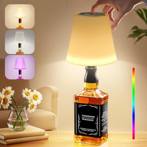 Kabellose Flaschenlampe Mit Touch-steuerung, Drei Einstellbaren Farbtemperaturen, Rgb-led-tischleuchte, Usb-c-aufladbarem Lampenschirm Und Ip54-wasserschutz – Ideal Für Restaurant, Schlafzimmer, Café