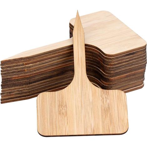Set Mit 24 Umweltfreundlichen, T-förmigen Pflanzenetiketten Aus Bambus Für Pflanzen, Samen, Blumen, Gemüse (10 X 6 Cm)