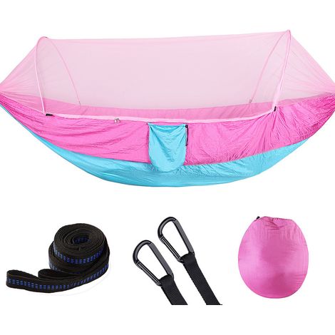 Pinkfarbene Und Blaue, Automatisch Öffnende Campinghängematte Mit Moskitonetz, Tragbare Reisehängematte, Hängemattenzelt Zum Wandern Und Für Outdoor-aktivitäten