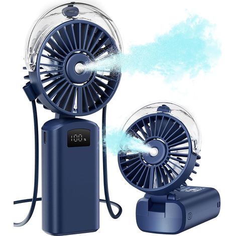 Sprühventilator, 180° Faltbar, 3 Geschwindigkeitsstufen, 4000 Mah Akku, Usb Typ-c, Led-anzeige, Reisefunktion