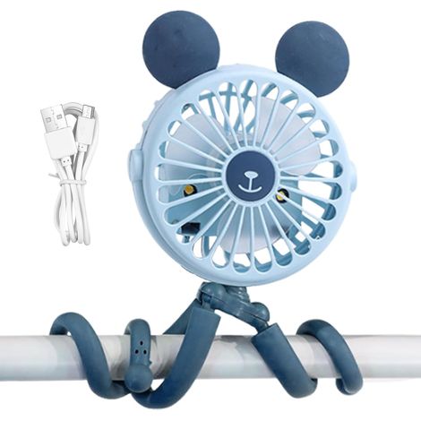 Wiederaufladbarer, Tragbarer Ventilator, Flexibler Stativclip, Mehrere Geschwindigkeitsstufen, Für Kinderwagen, Camping, Büro