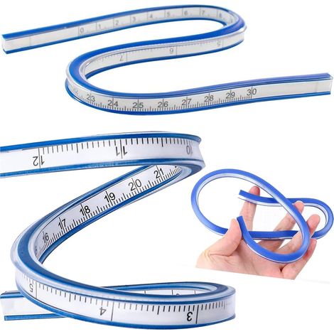 Flexibles Gebogenes Lineal, Lineal Aus Weichem Kunststoff, Gebogenes Lineal, Schlangenlineal (2 Stück)